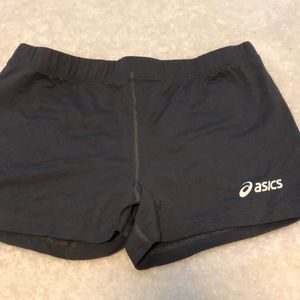 large asics gray spandex shorts